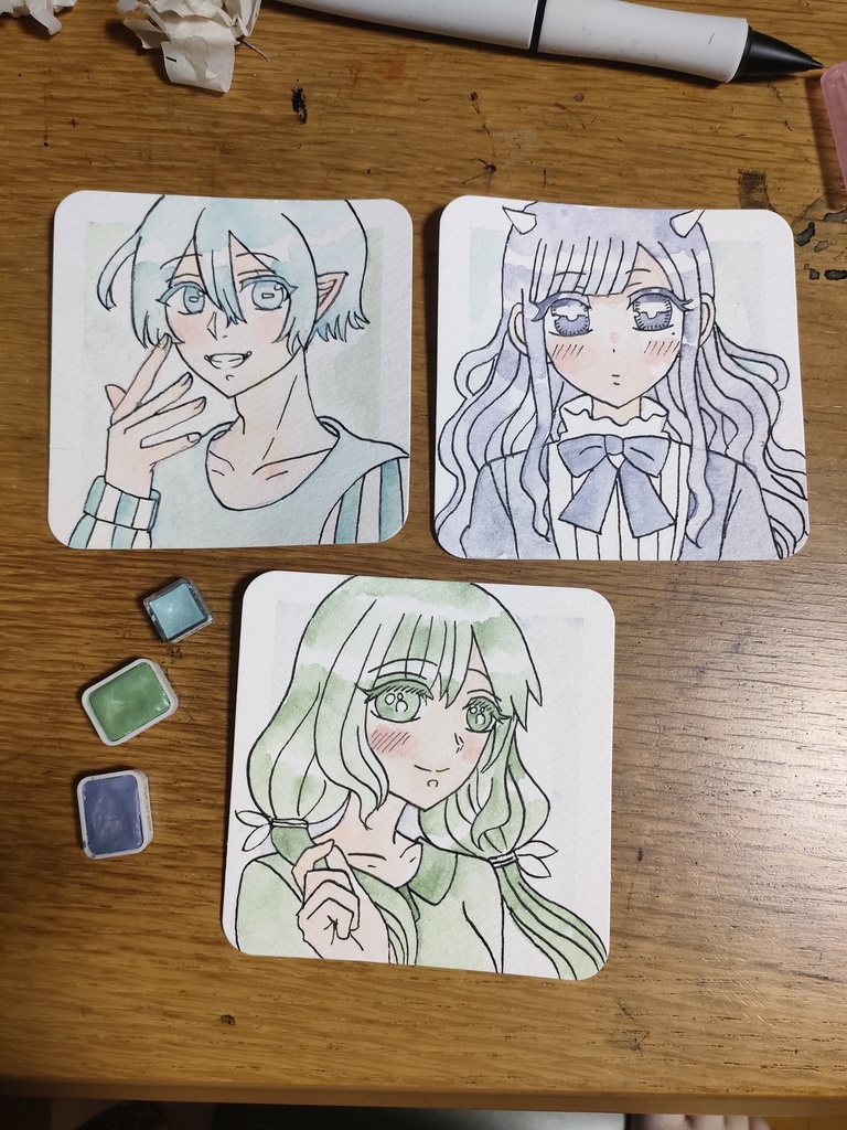 手のひらペーパー1色塗り+肌