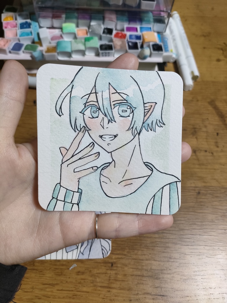 手のひらペーパー1色塗り+肌