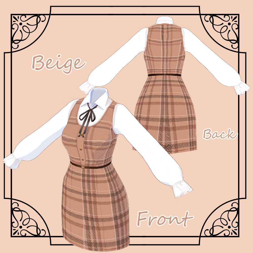 【VRoid】秋冬チェックワンピース