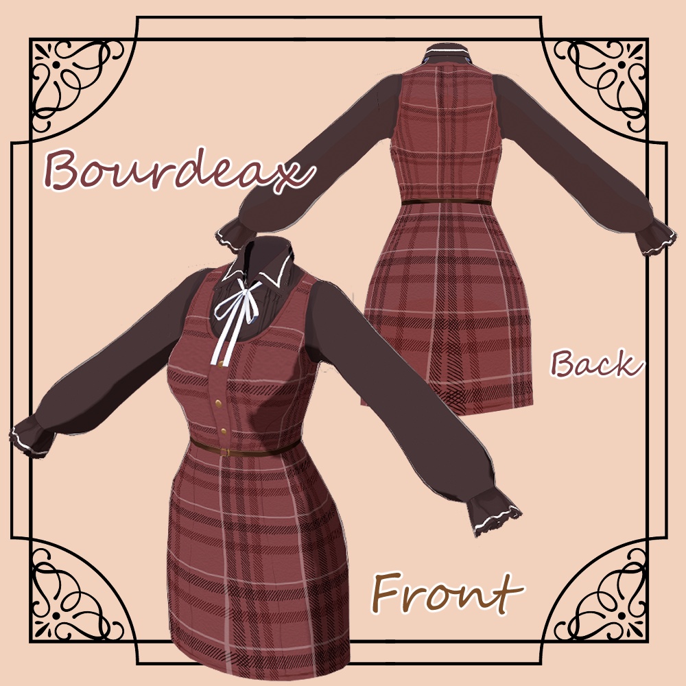 【VRoid】秋冬チェックワンピース