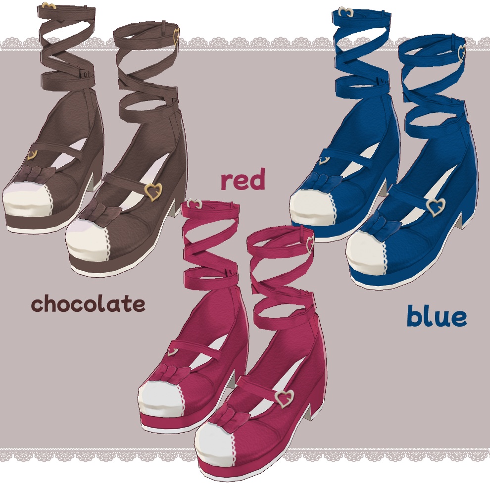 【Vroid】クロスリボンシューズ