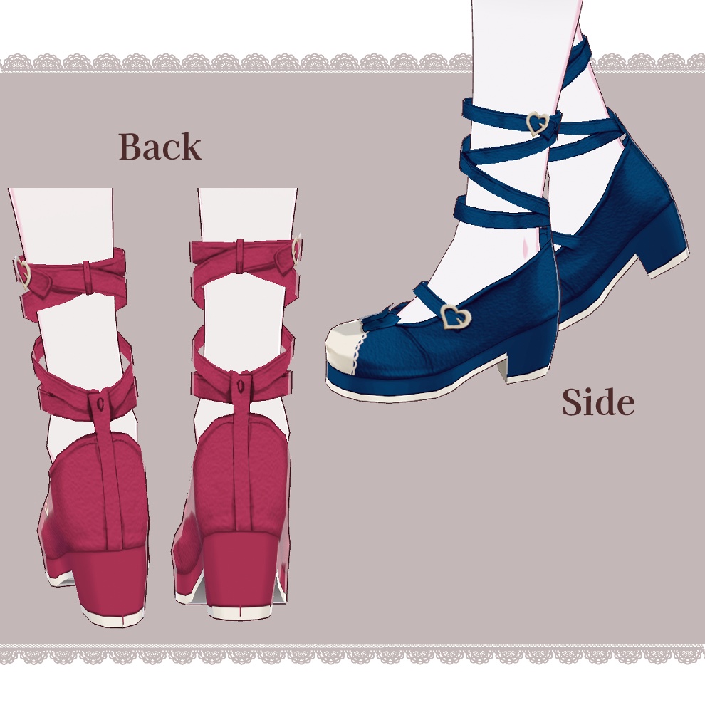 【Vroid】クロスリボンシューズ