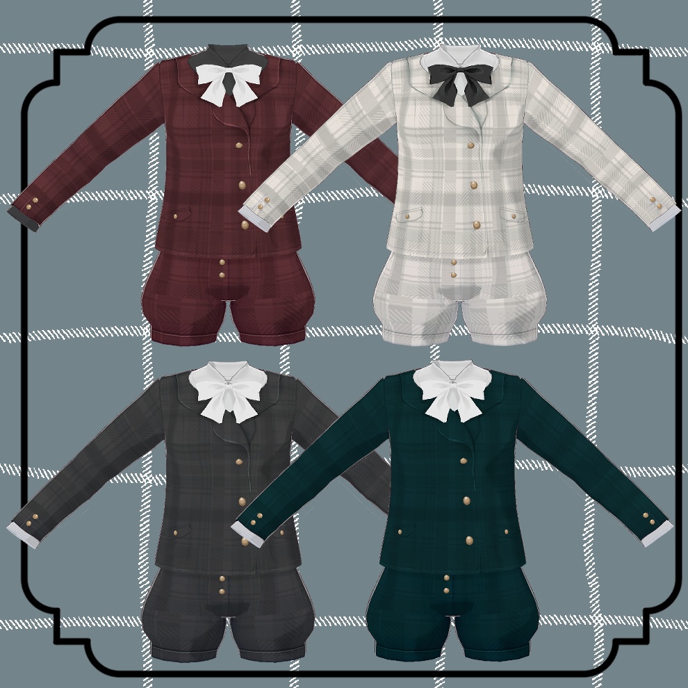 【Vroid】深みチェックツーピース