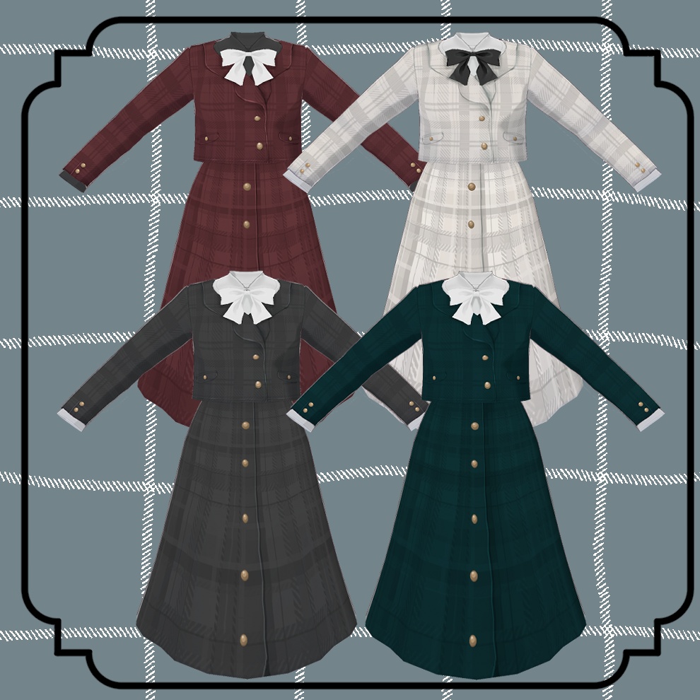 【Vroid】深みチェックツーピース