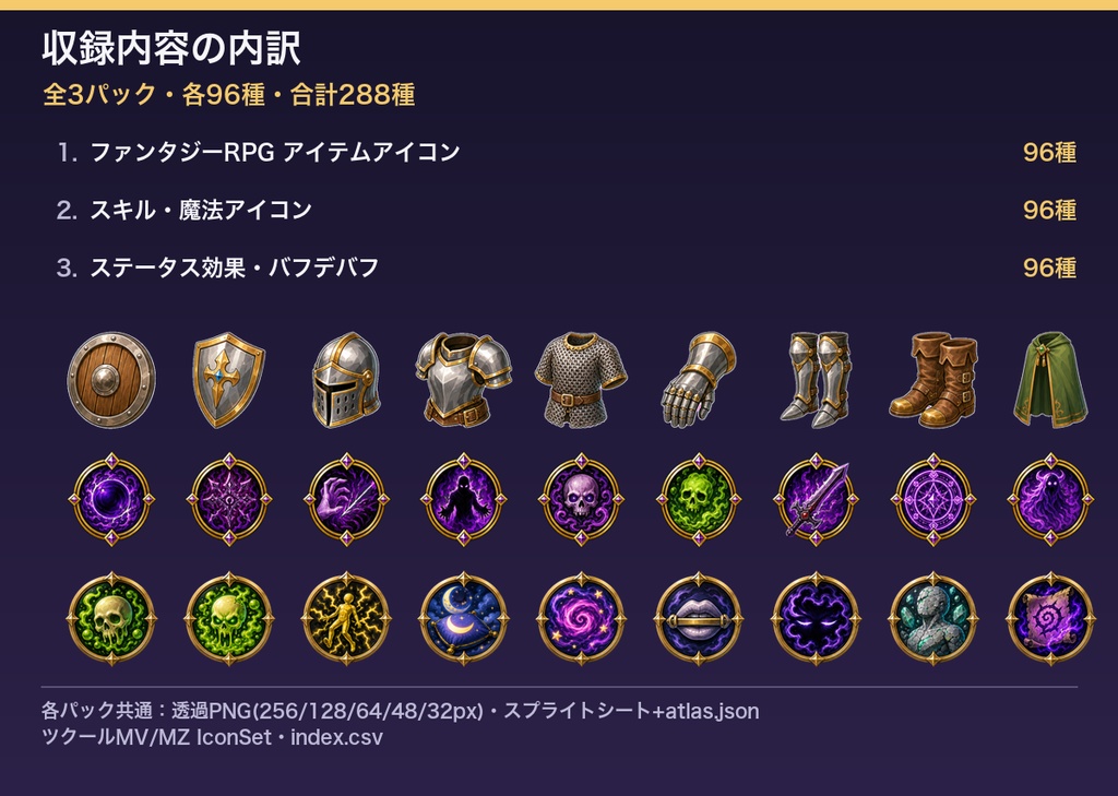 RPG戦闘セット(3パック・全288種・透過PNG)