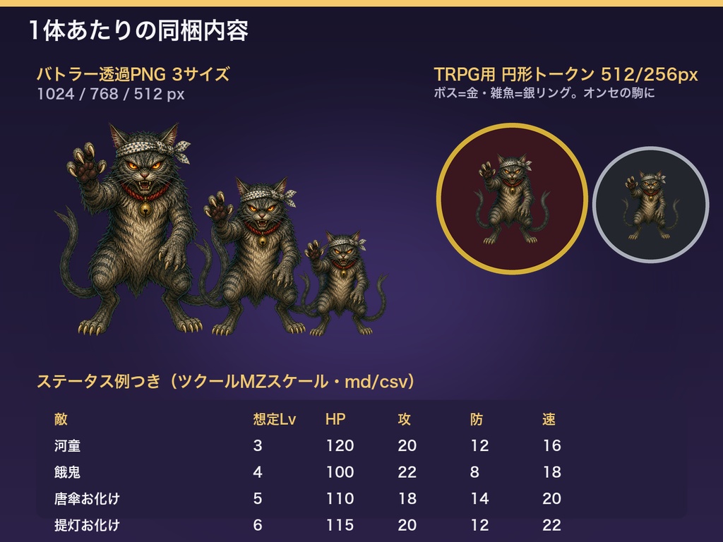 和風妖怪バトラー素材集(全24体・透過PNG)