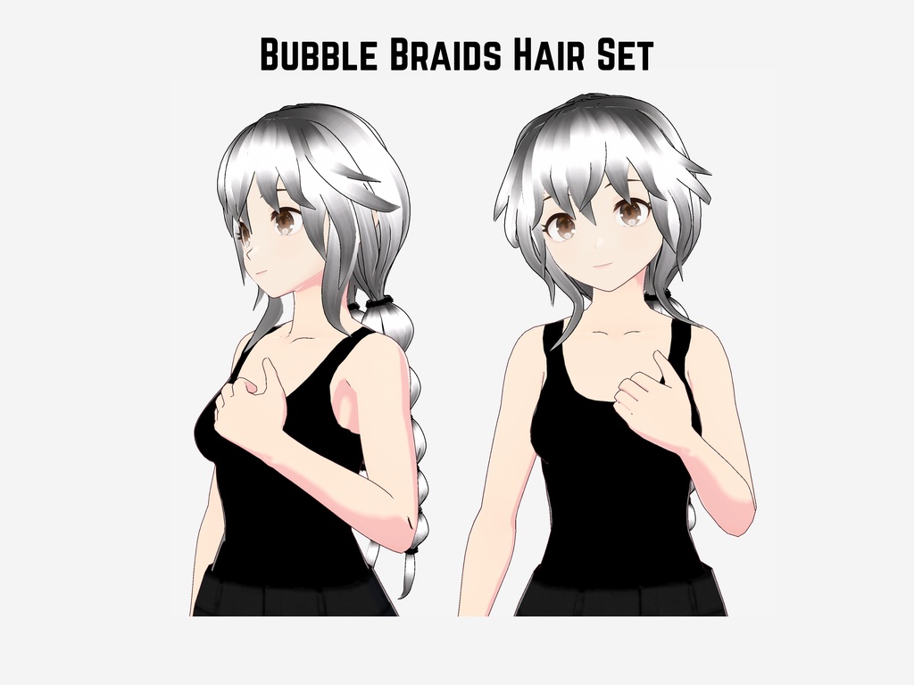Vroid Bubble Braid Preset W/ Different Lengths And Bangs / Bubble Braid / Split Dye / Vtuber Asset / Vroid Asset / Vroid Hair / Fully Rigged