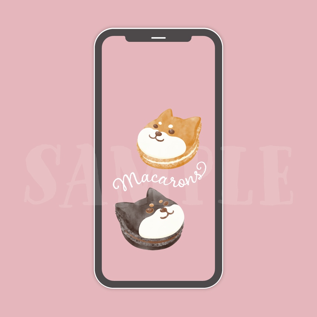 Mobile Wallpaper - Shiba Inu Macarons