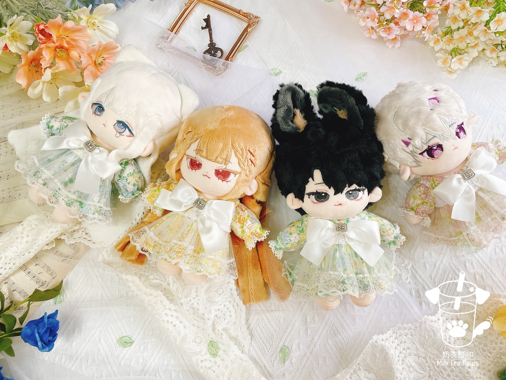 【10cm・15cm・20cmぬいぐるみ・ぬい服】エレガントお花ワンピース 4色