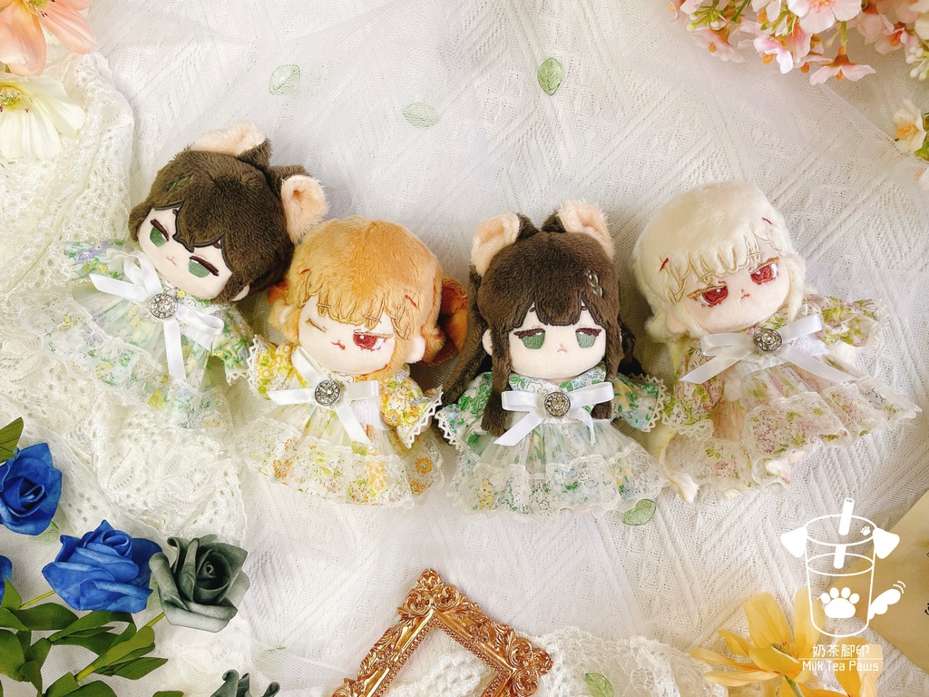 【10cm・15cm・20cmぬいぐるみ・ぬい服】エレガントお花ワンピース 4色