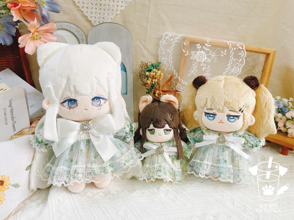 【10cm・15cm・20cmぬいぐるみ・ぬい服】エレガントお花ワンピース 4色