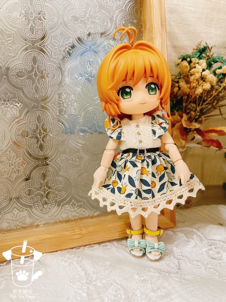 【オビツ11・1/12ドール服】初夏SP1・フリル袖花柄ワンピース