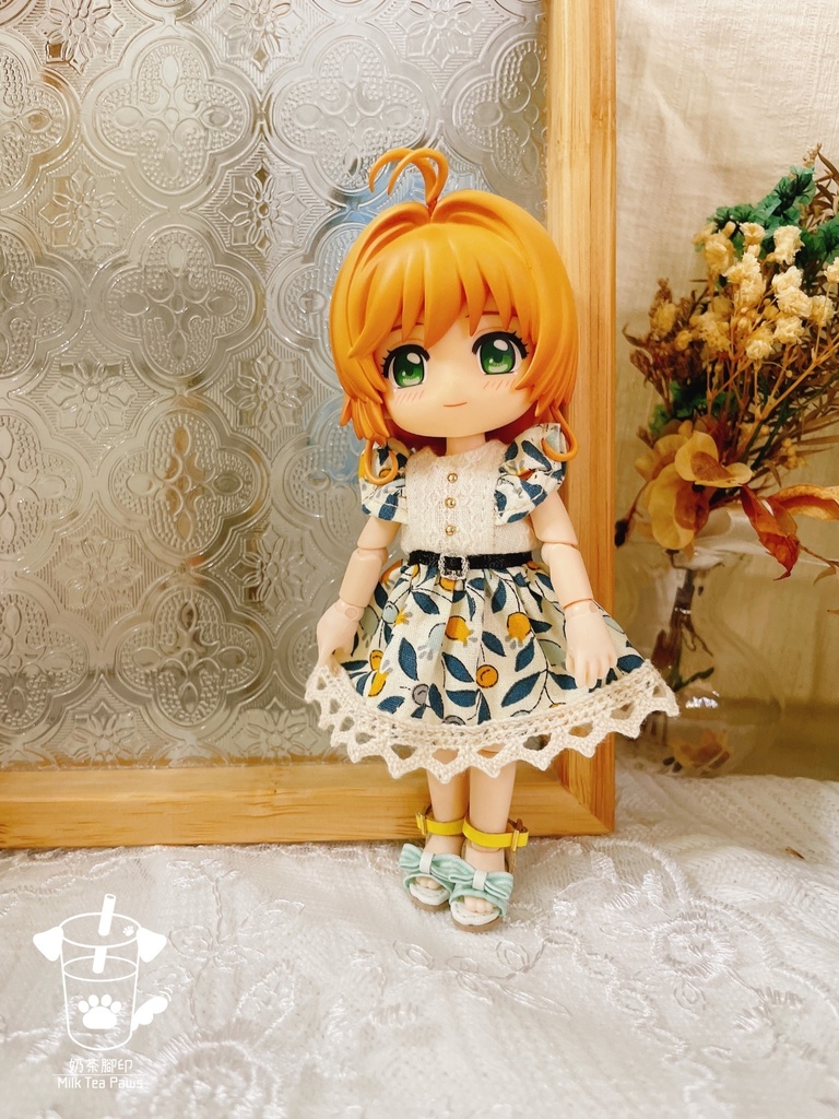 【オビツ11・1/12ドール服】初夏SP1・フリル袖花柄ワンピース