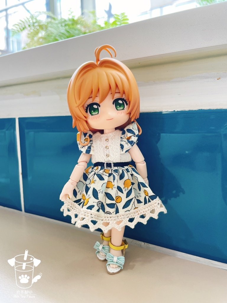 【オビツ11・1/12ドール服】初夏SP1・フリル袖花柄ワンピース