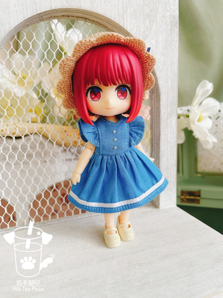 【オビツ11・1/12ドール服】初夏・フリル袖ワンピース 3色