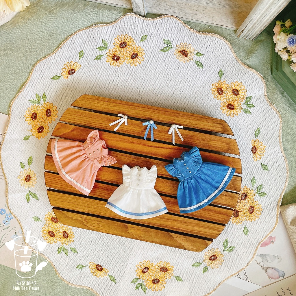 【オビツ11・1/12ドール服】初夏・フリル袖ワンピース 3色