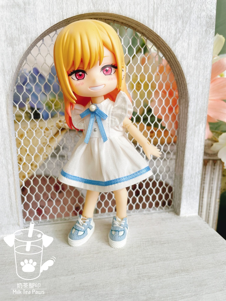 【オビツ11・1/12ドール服】初夏・フリル袖ワンピース 3色