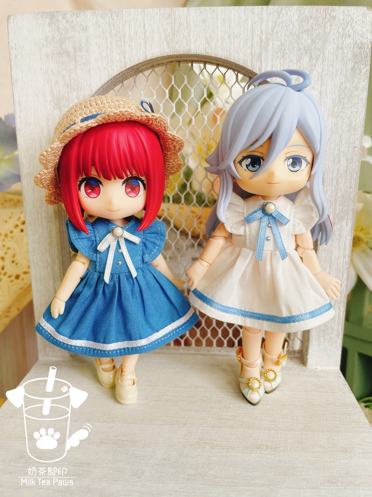 【オビツ11・1/12ドール服】初夏・フリル袖ワンピース 3色