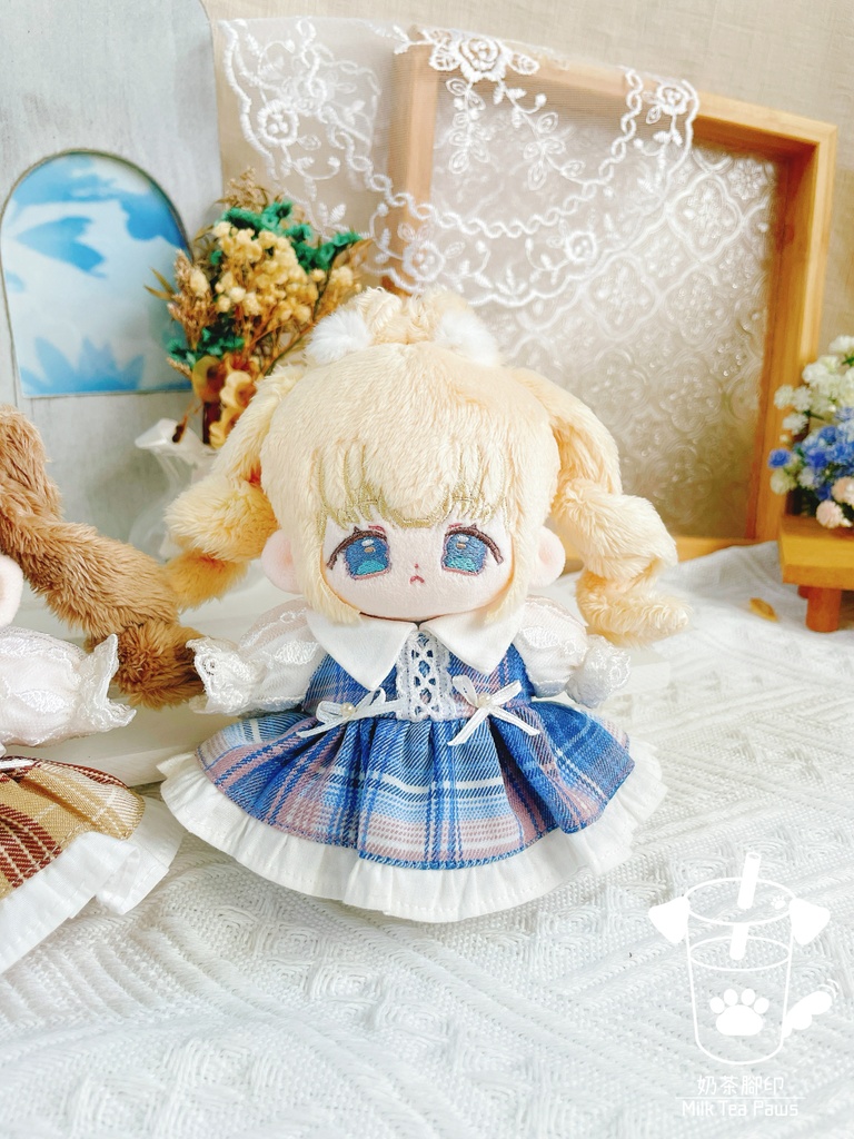 【10cm・15cm・20cmぬいぐるみ・ぬい服】Blueberry Cream・チェック柄ワンピース