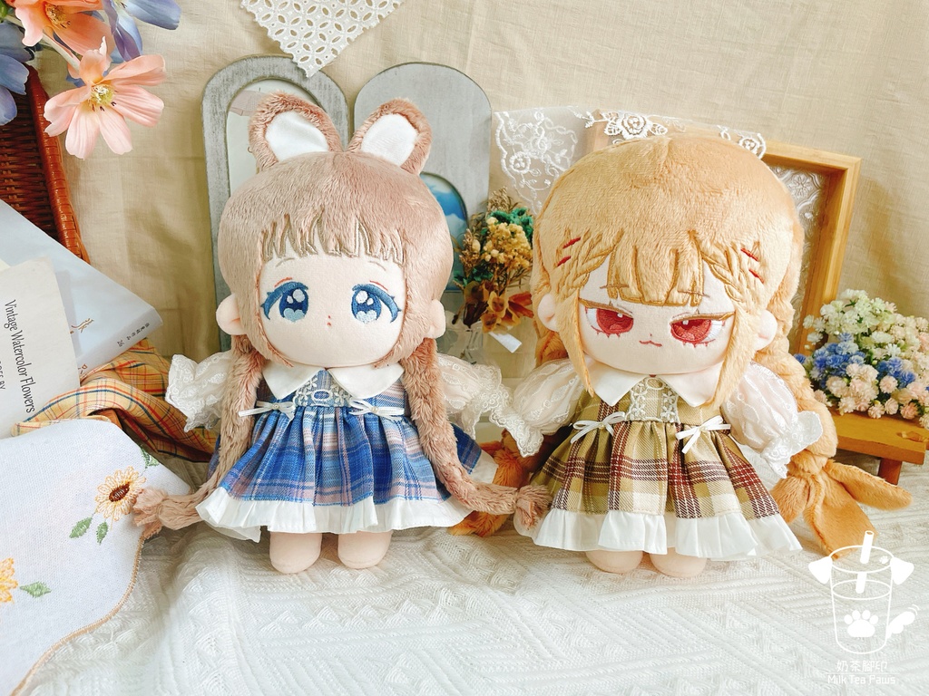 【10cm・15cm・20cmぬいぐるみ・ぬい服】Blueberry Cream・チェック柄ワンピース