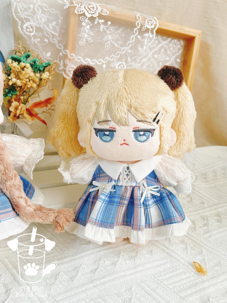 【10cm・15cm・20cmぬいぐるみ・ぬい服】Blueberry Cream・チェック柄ワンピース