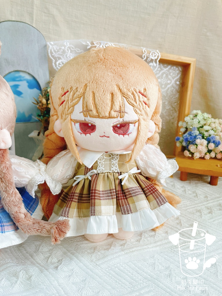【10cm・15cm・20cmぬいぐるみ・ぬい服】Hazelnut Cream・チェック柄ワンピース