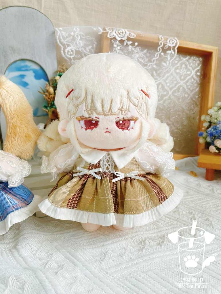 【10cm・15cm・20cmぬいぐるみ・ぬい服】Hazelnut Cream・チェック柄ワンピース