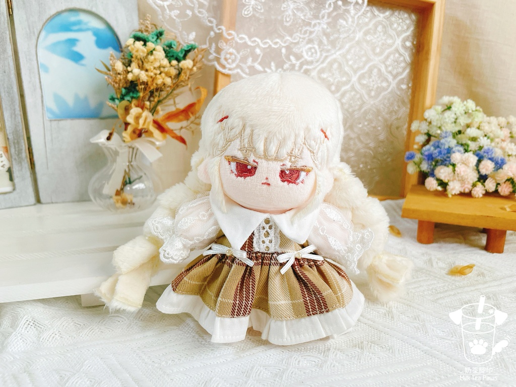 【10cm・15cm・20cmぬいぐるみ・ぬい服】Hazelnut Cream・チェック柄ワンピース