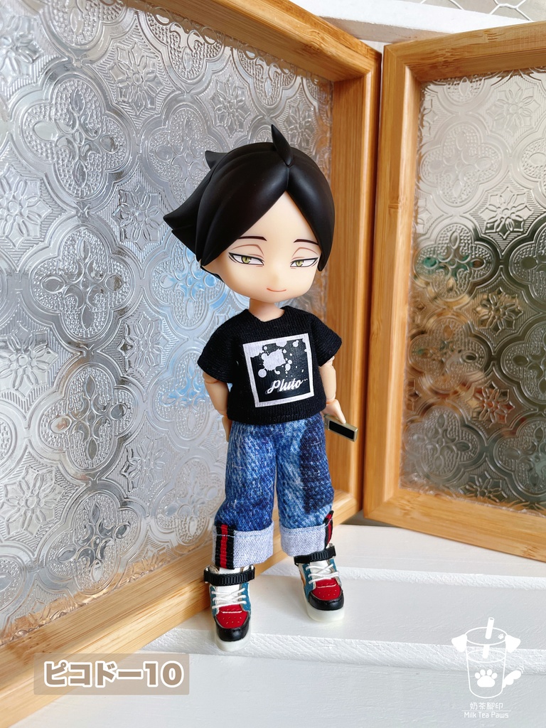 【オビツ11・1/12ドール服】ロールアップワイドデニムパンツ 2色