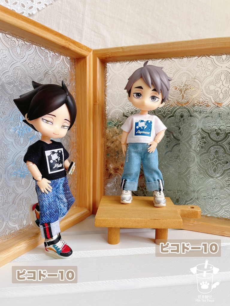 【オビツ11・1/12ドール服】ロールアップワイドデニムパンツ 2色