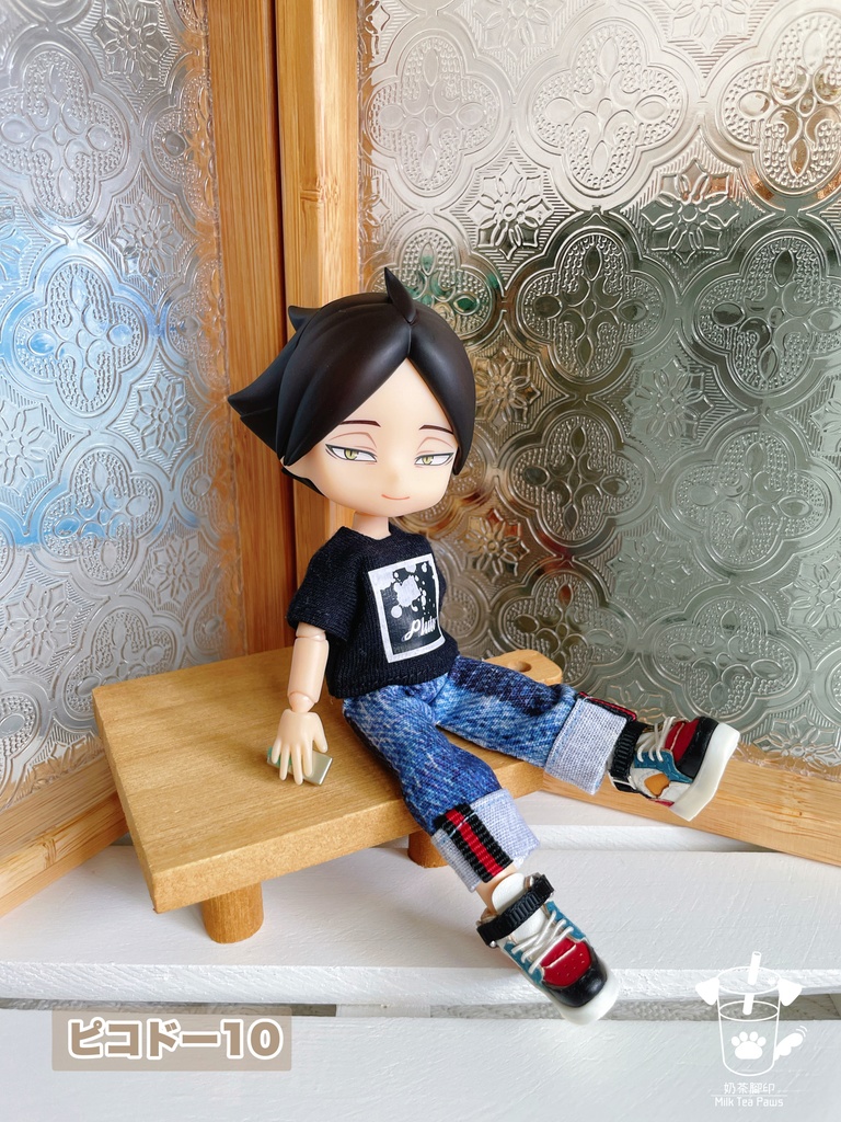 【オビツ11・1/12ドール服】ロールアップワイドデニムパンツ 2色