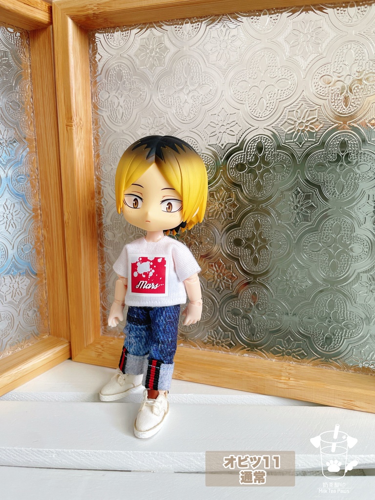 【オビツ11・1/12ドール服】ロールアップワイドデニムパンツ 2色