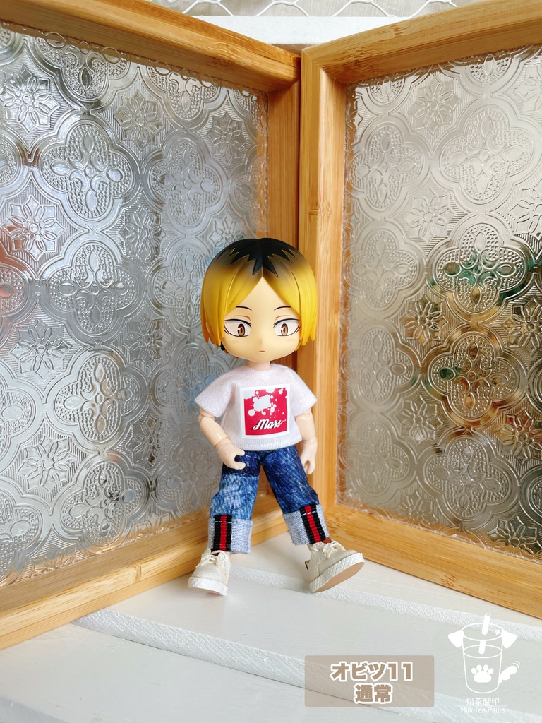 【オビツ11・1/12ドール服】ロールアップワイドデニムパンツ 2色