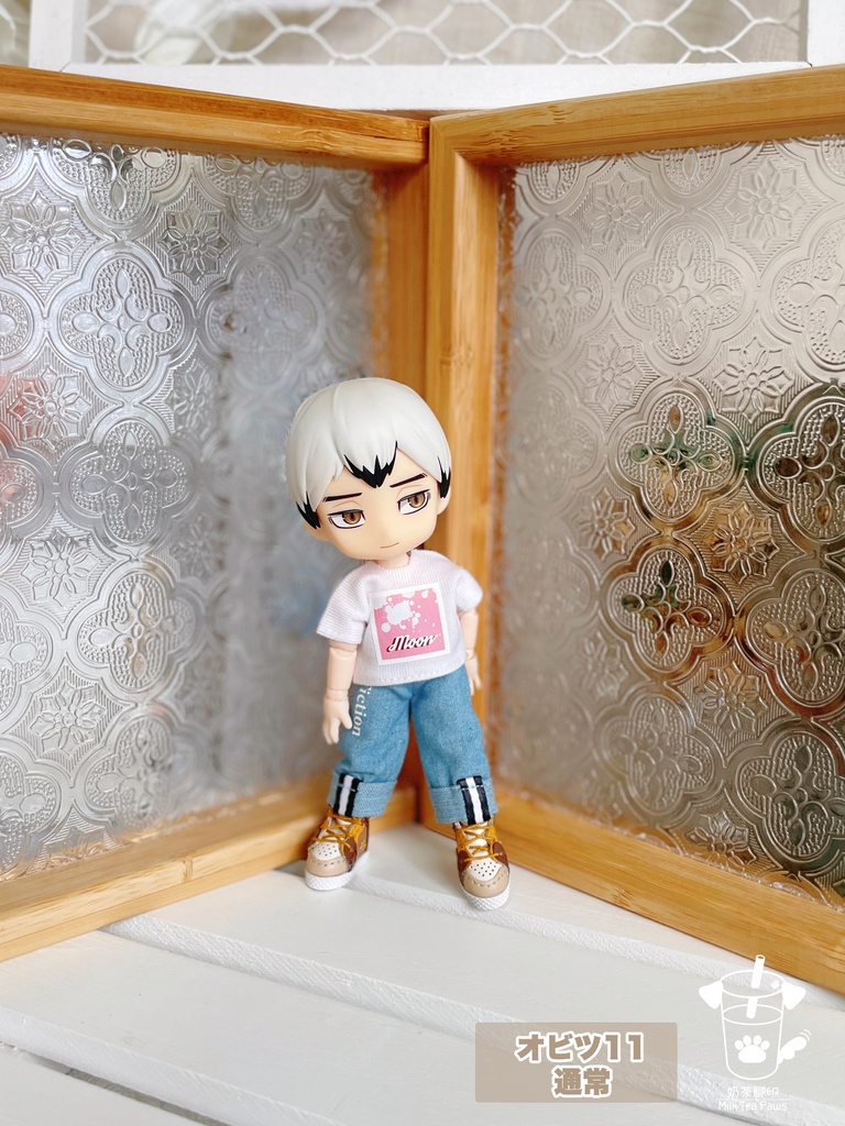 【オビツ11・1/12ドール服】ロールアップワイドデニムパンツ 2色