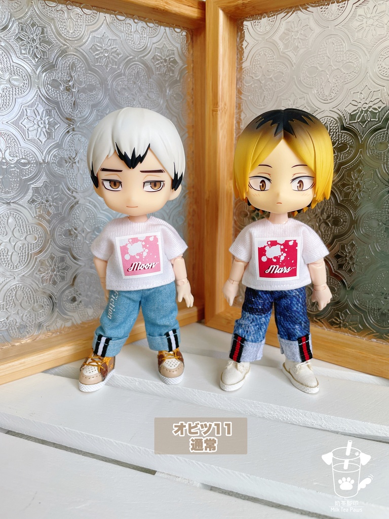 【オビツ11・1/12ドール服】ロールアップワイドデニムパンツ 2色