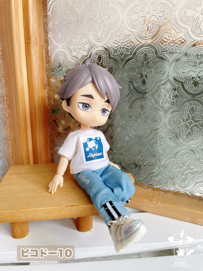 【オビツ11・1/12ドール服】ロールアップワイドデニムパンツ 2色