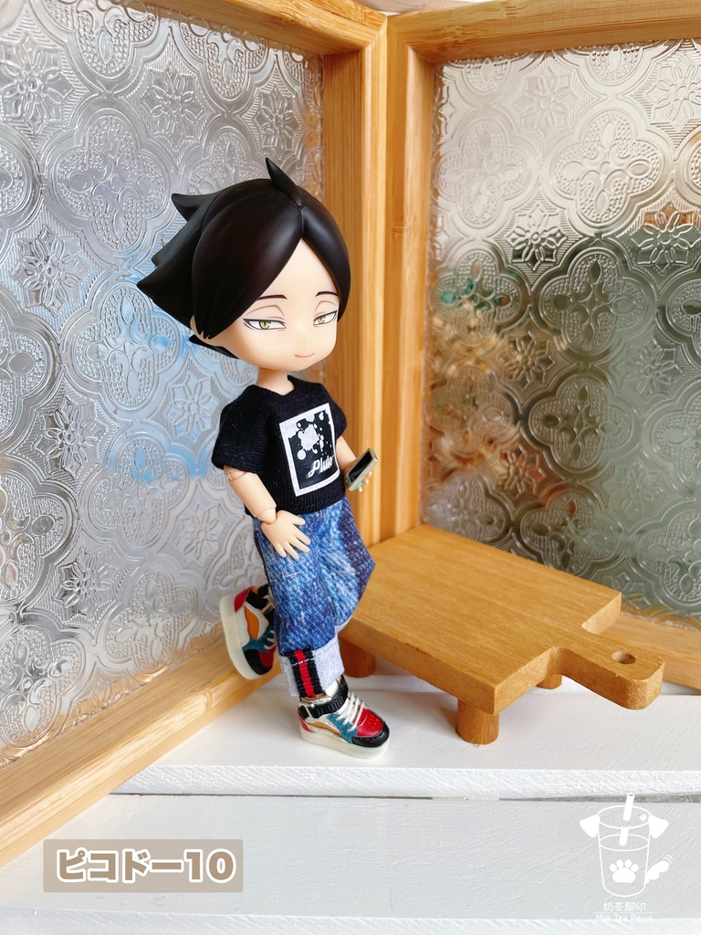 【オビツ11・1/12ドール服】ロールアップワイドデニムパンツ 2色