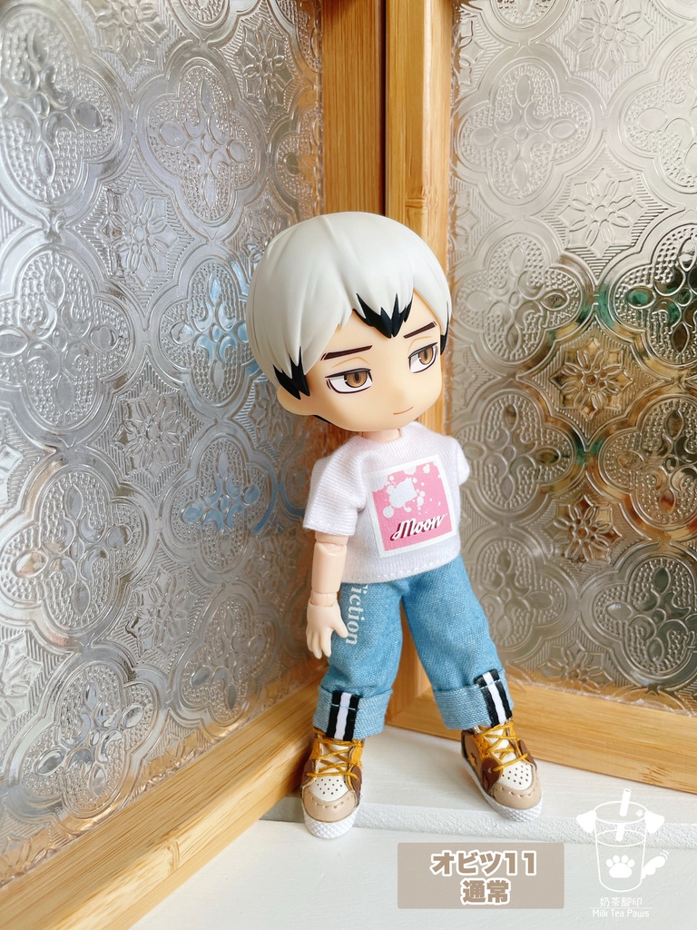 【オビツ11・1/12ドール服】ロールアップワイドデニムパンツ 2色