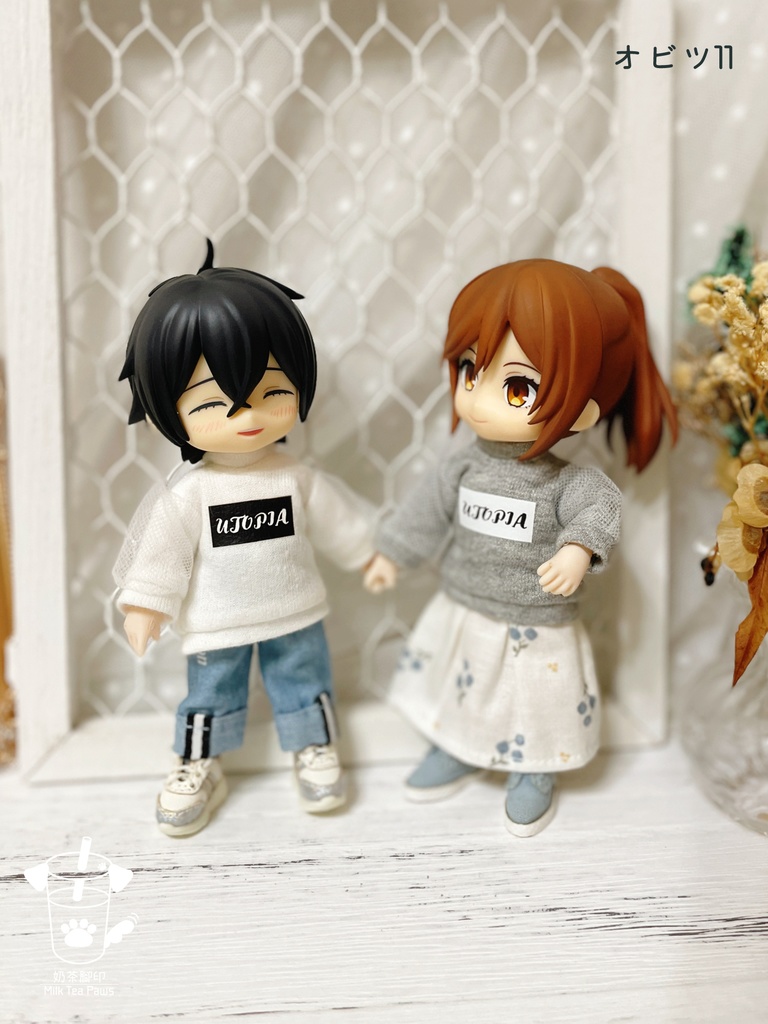 【オビツ11・1/12ドール服】袖チュールスウェットトップス(2色)