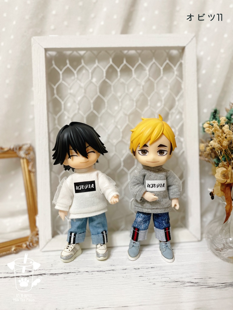 【オビツ11・1/12ドール服】袖チュールスウェットトップス(2色)