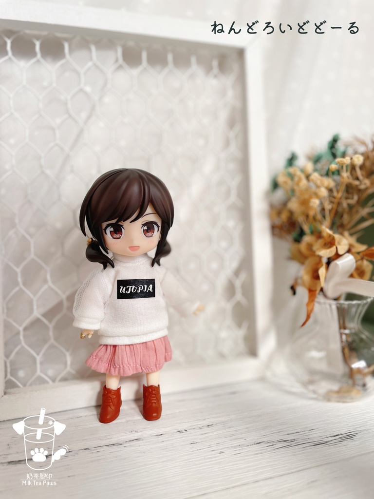 【オビツ11・1/12ドール服】袖チュールスウェットトップス(2色)