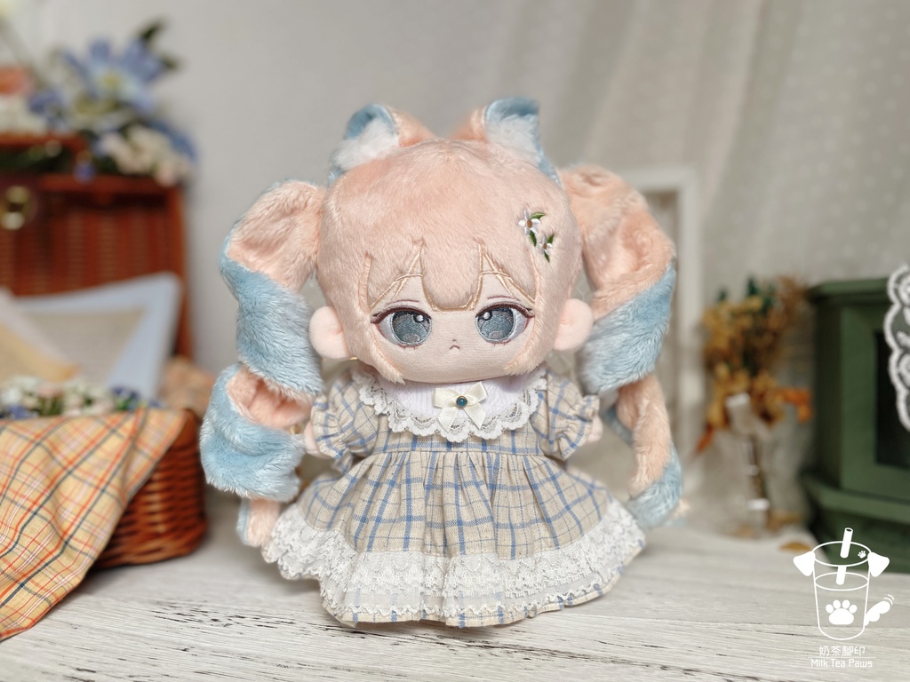 【20cmぬいぐるみ・ぬい服】Little Fairy Tale・チェック柄ワンピース(青)