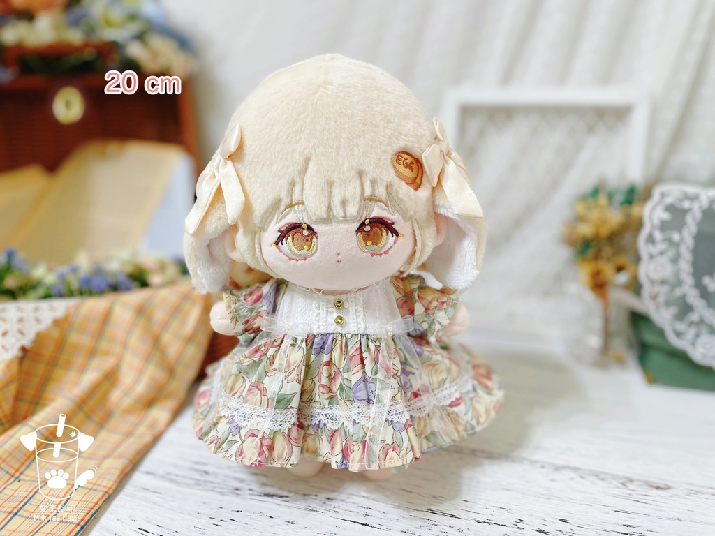 【10cm・20cmぬいぐるみ・ぬい服】Crystal Special・花柄ワンピース(ピンクオレンジ)
