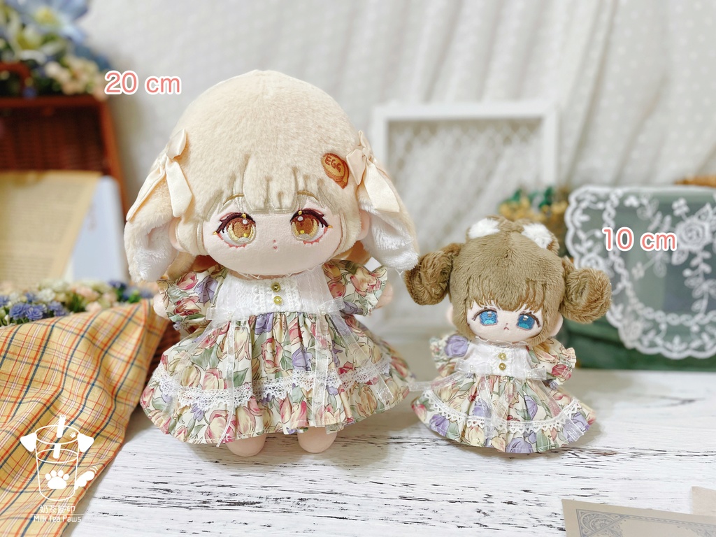 【10cm・20cmぬいぐるみ・ぬい服】Crystal Special・花柄ワンピース(ピンクオレンジ)