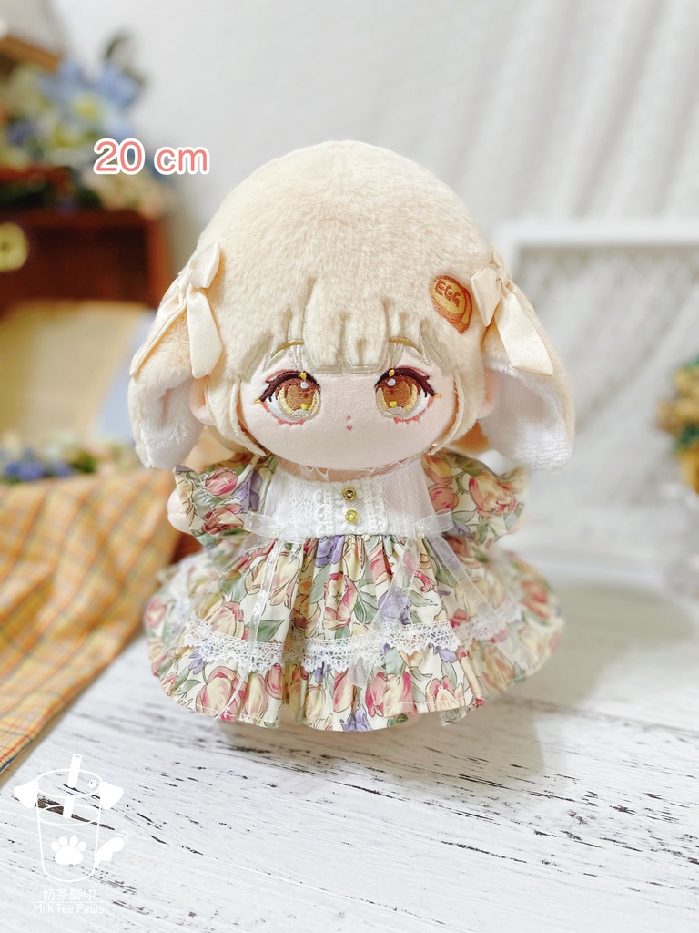 【10cm・20cmぬいぐるみ・ぬい服】Crystal Special・花柄ワンピース(ピンクオレンジ)