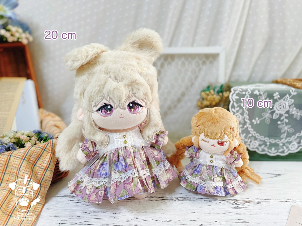【10cm・20cmぬいぐるみ・ぬい服】Crystal Special・花柄ワンピース(紫)