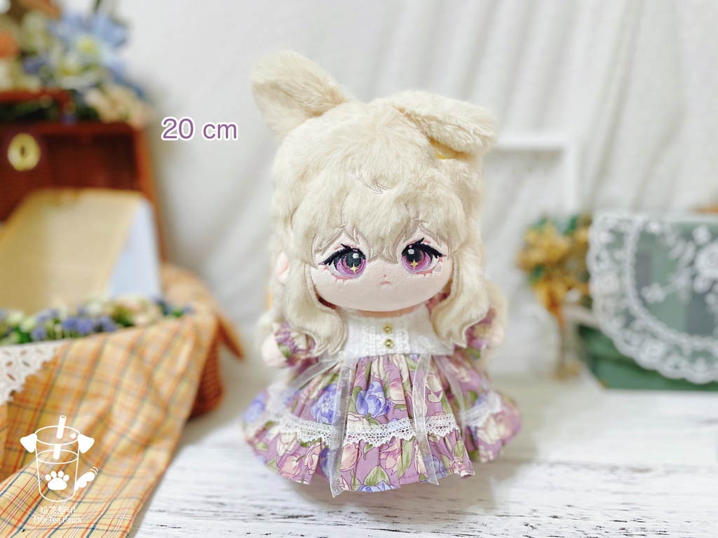 【10cm・20cmぬいぐるみ・ぬい服】Crystal Special・花柄ワンピース(紫)