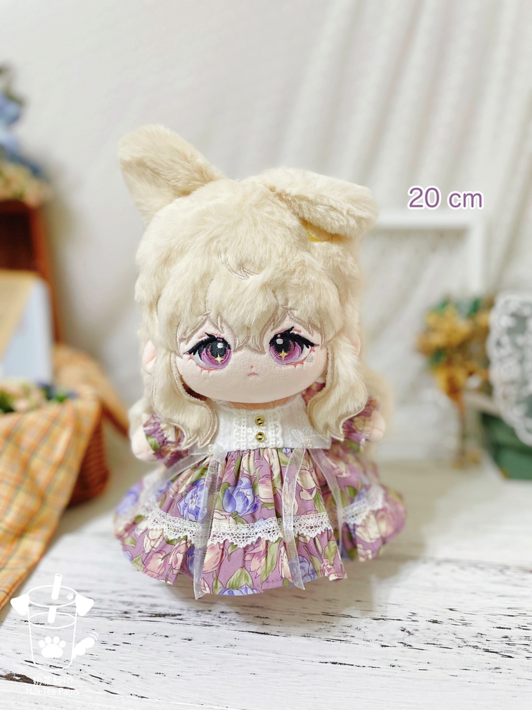 【10cm・20cmぬいぐるみ・ぬい服】Crystal Special・花柄ワンピース(紫)