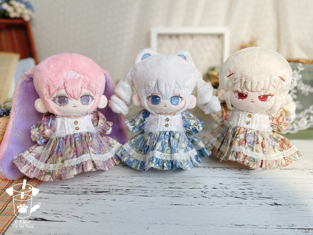 【15cmぬいぐるみ・ぬい服】Crystal Special・花柄ワンピース(3色)