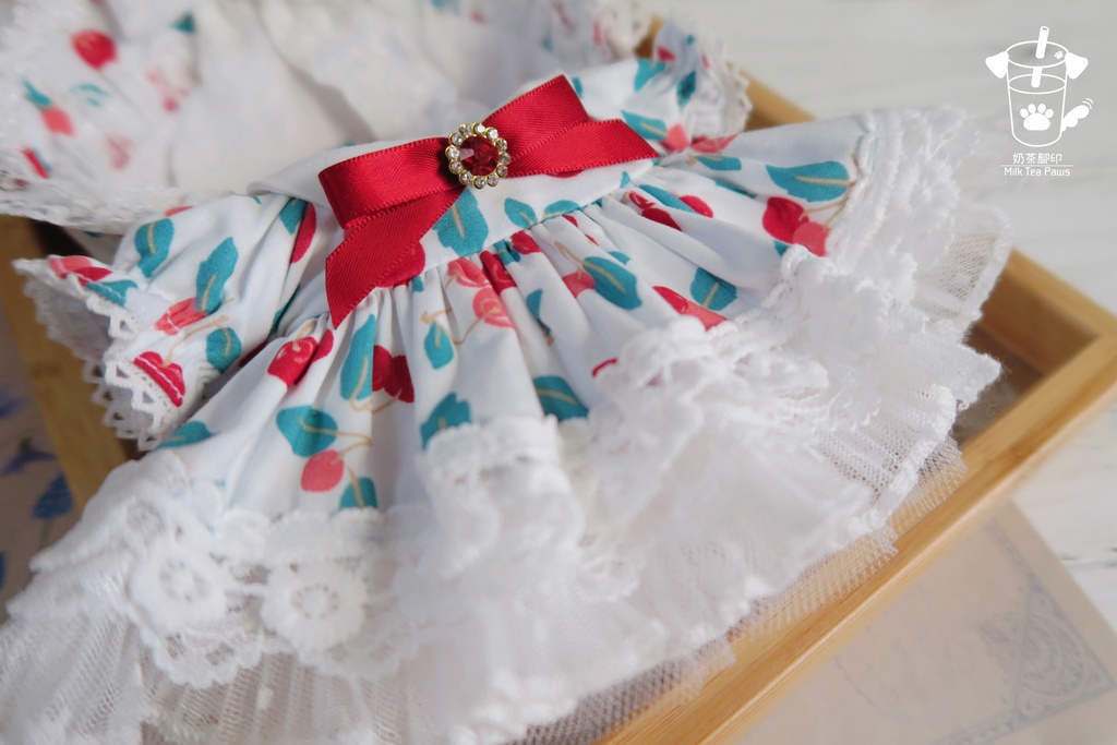 【20cmぬいぐるみ・ぬい服】Cherry Bubble・ワンピースセット(白)